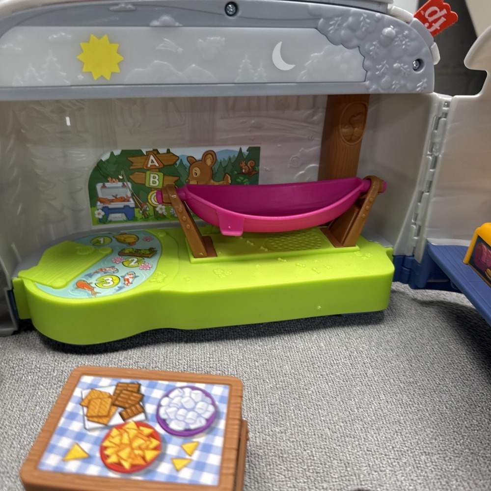 Fisher Price Little People LIGHT-UP LEARNING CAMPER Playset Fire Dog Car Kayak - Picture 4 of 6